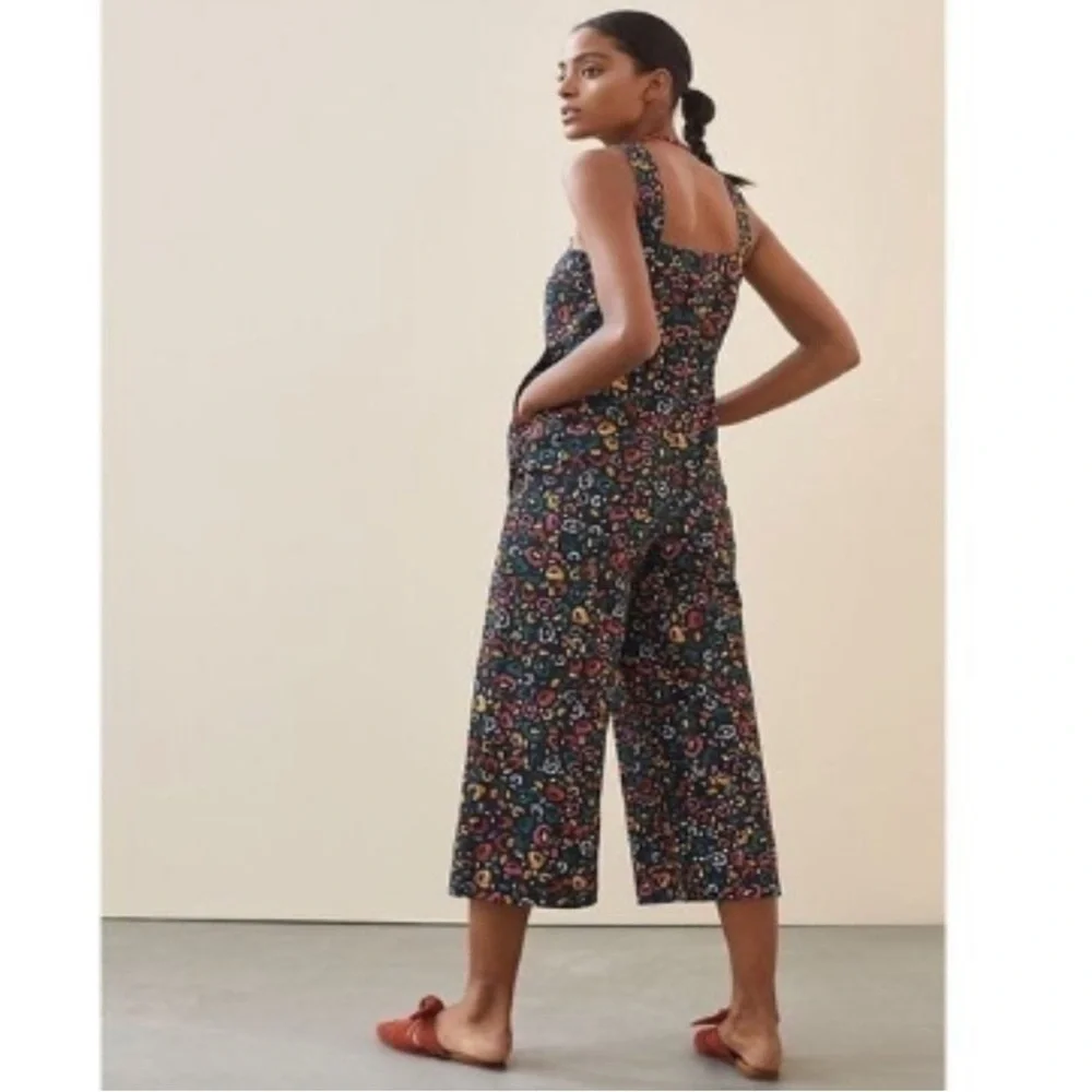 Anthropologie Farm Rio - Cropped Adventure Jumpsuit Overalls Wide Leg - Size XS - Picture 2 of 9